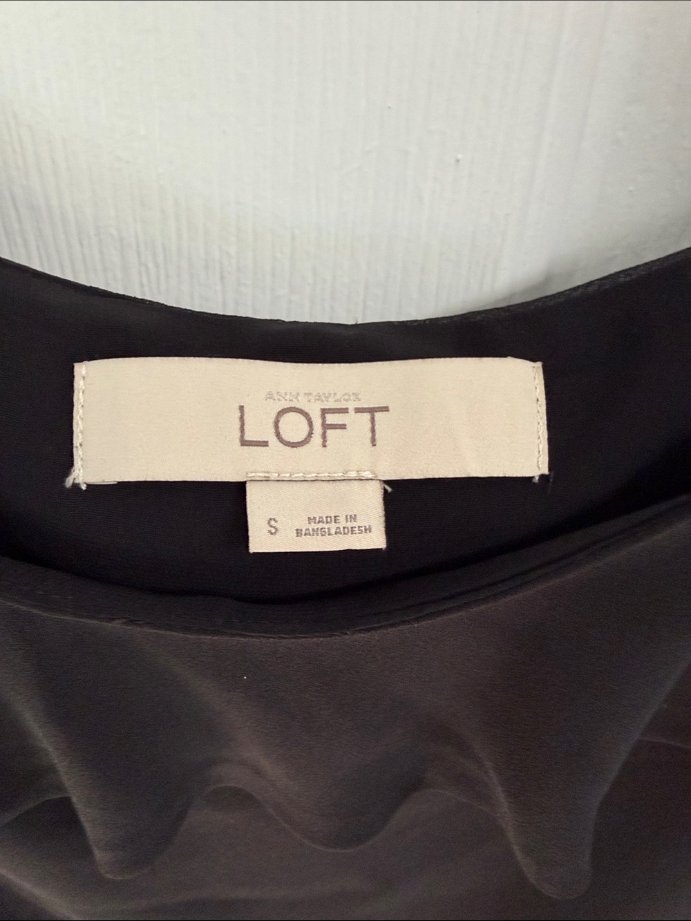 LOFT Black Ruffle Cold-Shoulder Top - Picture 3 of 3